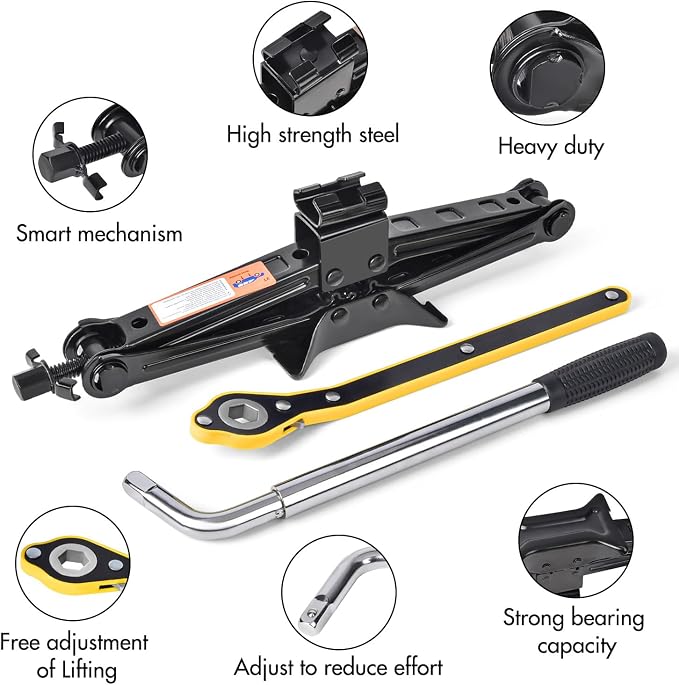 Car Jack Kit Scissor Jack for Car 2 Ton Tire Jack Tool Kit Universal Car - Image 5