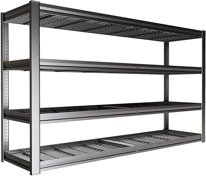 68" W Garage Shelving Unit, Heavy Duty Garage Storage Shelves, 4 Tier Storage by PMKES