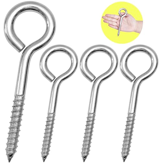 4Pcs Self Tapping Eyelet Screw Eye Bolt，6 Inch Heavy Duty Screw Eyes Hooks ，M10 by HXLPAY