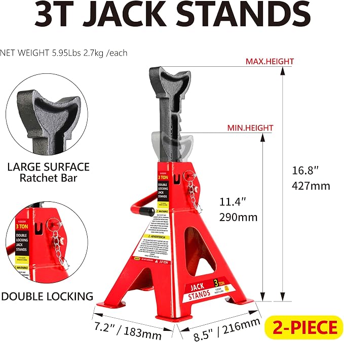 4 Piece Car Truck Floor Jack Service, Hydraulic Trolley Floor Jack & Jack - Image 3