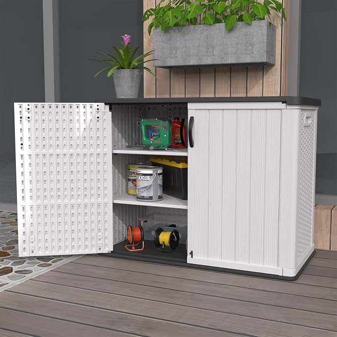 Patiowell 26 Cu.ft Plastic Outdoor Storage Shed w/o Shelf, Lockable Waterproof - Image 3