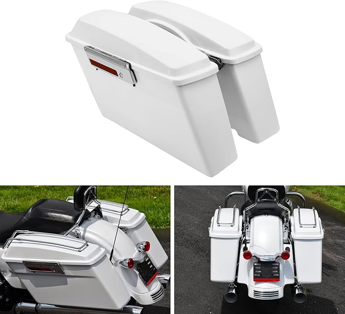 XFMT White Hard Saddlebags Saddle Bags Trunk W/Chrome Conversion Brackets - Image 5