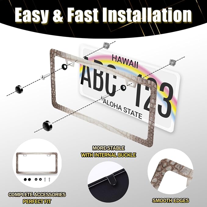 Crocodile Skin Print License Plate Frame Cool Animal Texture License Plate - Image 5