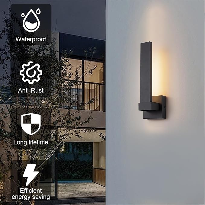 Modern Outdoor Wall Lights 15.5" LED Exterior Lighting Fixtures Patio Wall - Image 3
