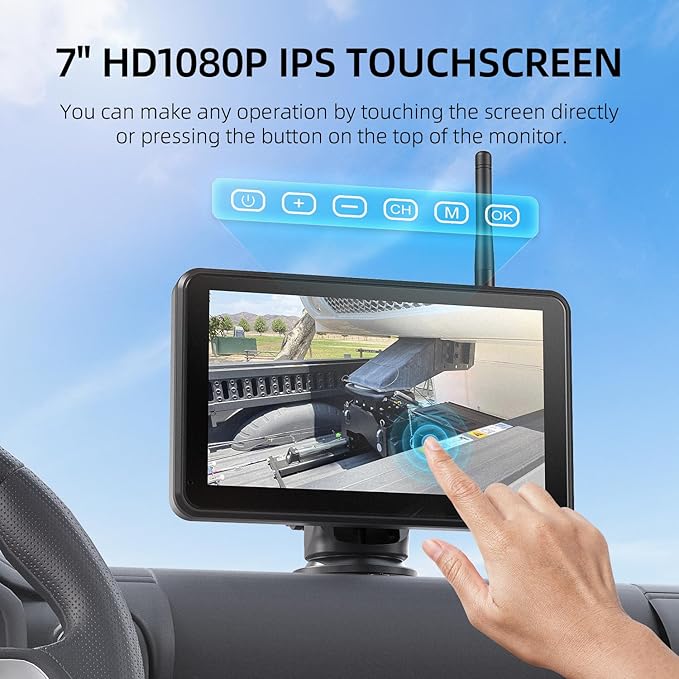 eRapta Magnetic Solar Wireless Backup Camera: HD1080P 7” Touchscreen Portable - Image 2