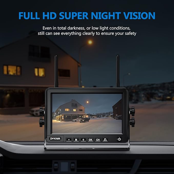 Magnetic Solar Wireless Backup Camera HD1080P 3 Mins DIY Installation DVR 7" - Image 5