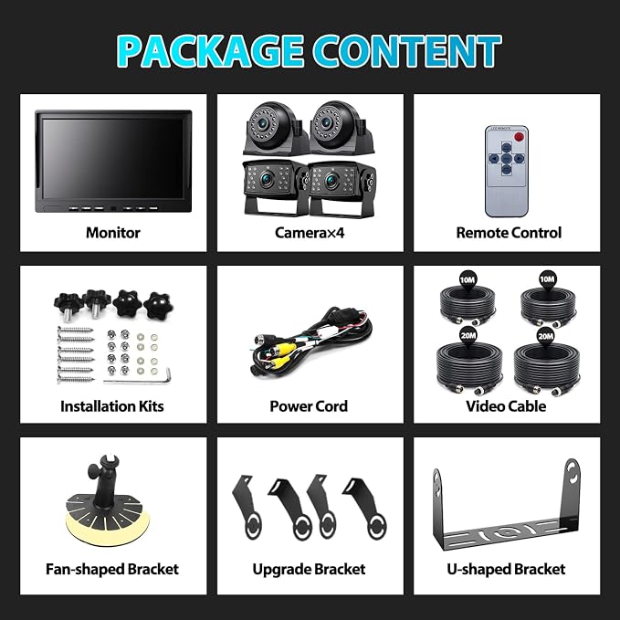 Fookoo Ⅱ 10" 1080P Wired Backup Camera System Kit - Image 7