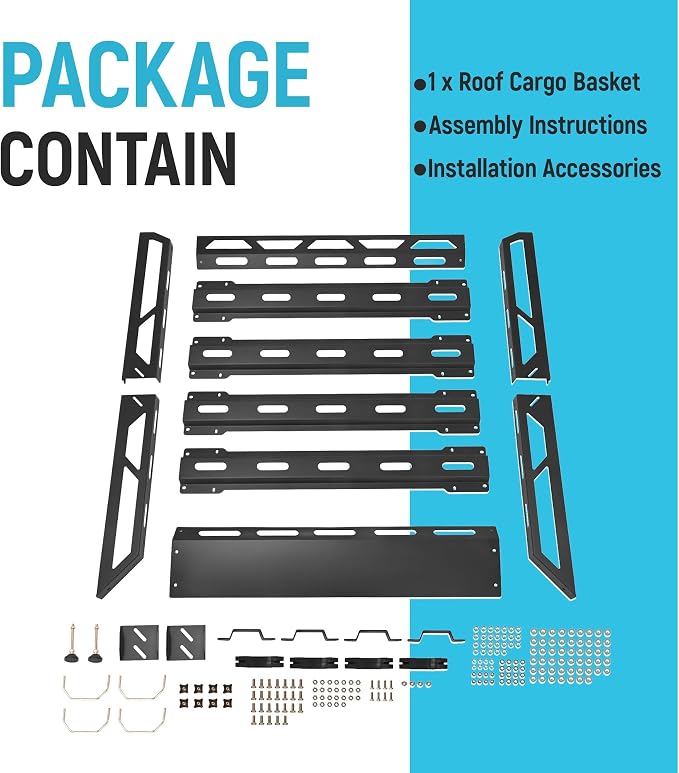 ECOTRIC 50" x 39" x 4.75" Roof Rack Cargo Basket W/Cross Bars Fit - Image 8