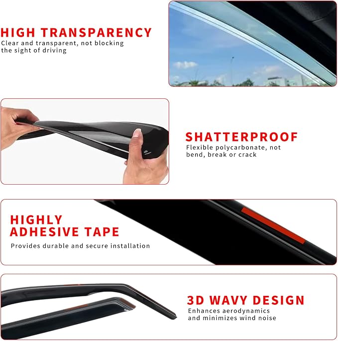 in Channel Rain Guards for Chevrolet Equinox 2018 2019 2020 2021 2022 2023 2024 - Image 4
