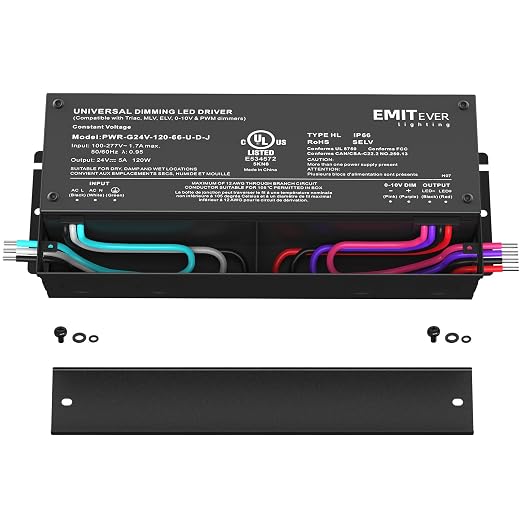 EMITEVER 120W Dimmable LED Driver, 24V Triac Dimmable Power Supply, AC to DC - Image 2