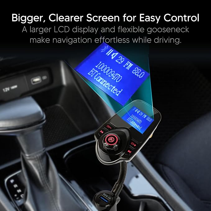 ONN Upgraded 2025 Car Bluetooth FM Transmitter – 1.44" Display, Flexible - Image 4