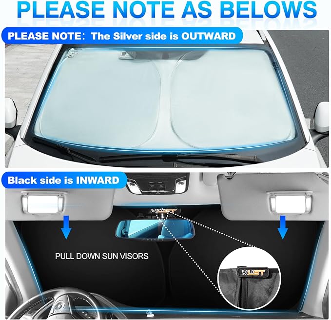KUST Windshield Sun Shade for Genesis GV80 2021 2022 2023 2024 2025 Window - Image 3