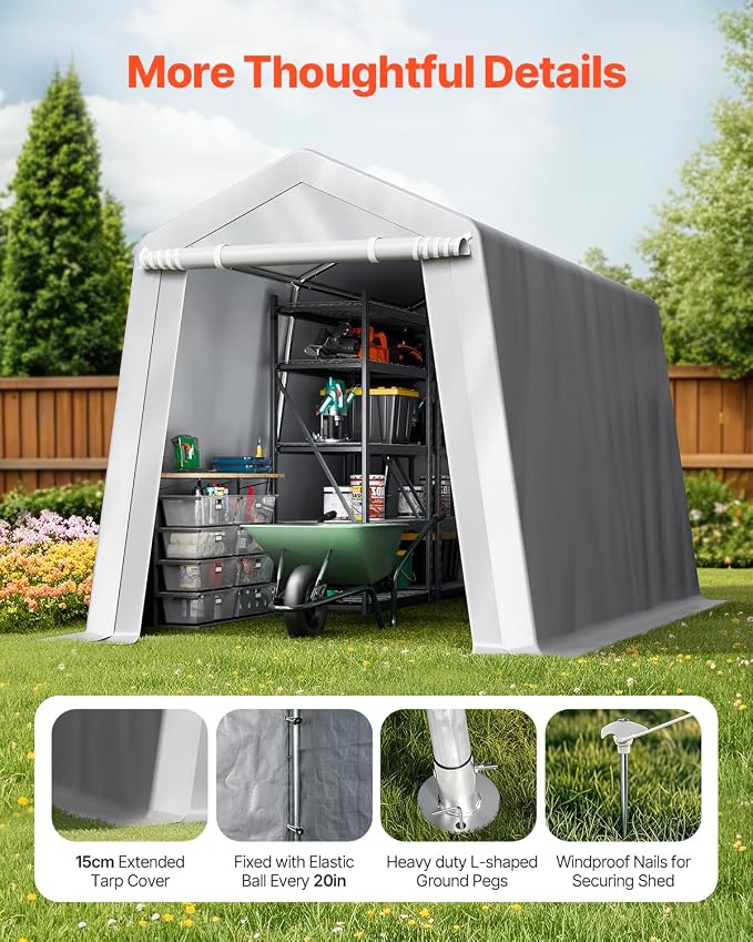 VEVOR Outdoor Storage Shed, 7 x 12 ft Portable Storage Tent - Image 6