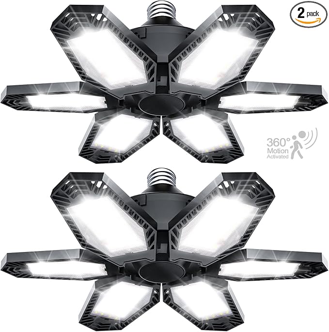 TANBABY 2 Pack Motion Sensor Garage Light, Total 30000LM Deformable Garage by Tanbaby