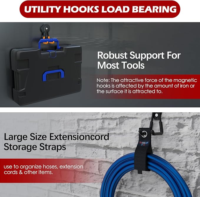 3-H Heavy Duty Magnet Garage Hooks 4 Pack, Large Strong Magnetic Hooks - Image 5