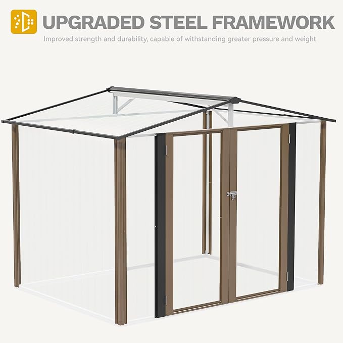 DWVO 8'x6' Large Metal Outdoor Storage Shed, Heavy Duty Tool Storage Sheds - Image 6
