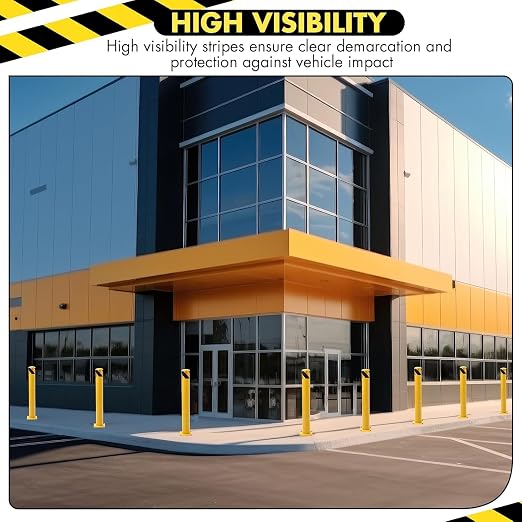 8 Pack Safety Bollard Post, 48 Inch Height 4.5 Inch Diameter Yellow Pipe Safety - Image 5
