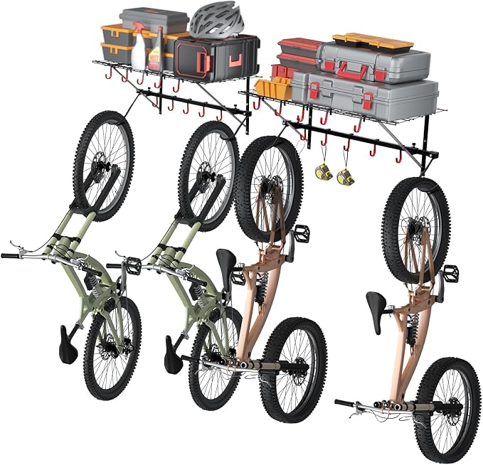VEVOR Bike Storage Rack, 4 Bike Racks, Wall Mount Bike Storage Hanger - Image 9