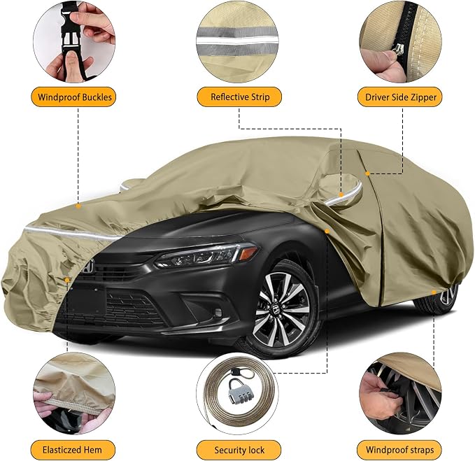 Waterproof Car Covers Replace for 2007-2025 Honda Accord, Windproof Bands for - Image 2