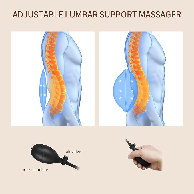 Back Massager with Heat, Massage Seat Cushion with 3D Lumbar Traction, 8 - Image 4