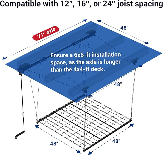 FLEXIMOUNTS GL1 Overhead Garage Lifting Storage Rack, 4x4 Ft Heavy-Duty Metal - Image 3