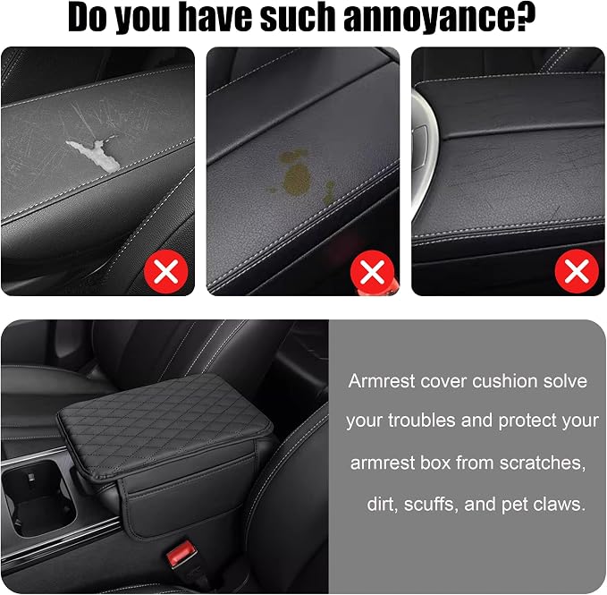 Car Center Console Cover, Upgraded Leather Armrest Seat Box Cover - Image 5