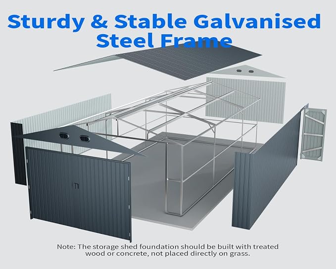 10x20 FT Outdoor Storage Shed, Metal Garage Shed - Image 9