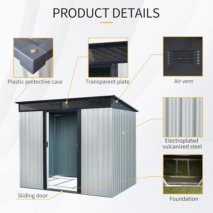 8x6 FT Outdoor Storage Shed, Metal Shed - Image 5