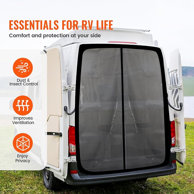 65''H x 65''W Van Bug Screen Universal Size Rear Door Window Covers - Image 3