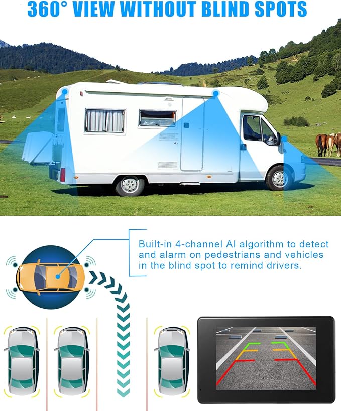 RV Backup Camera System AI WiFi GPS 7 inch Touch Screen Monitor Vehicle - Image 7