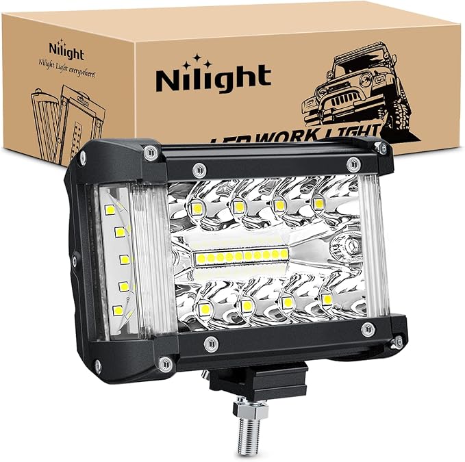 Nilight Side Shooter Light Bar 4.3 Inch Triple Row Spot Flood Combo by Nilight