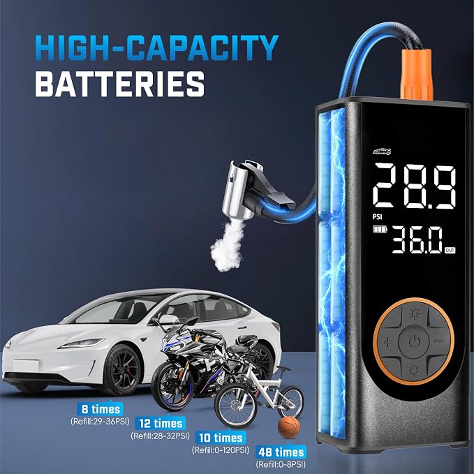 Tire Inflator Portable Air Compressor, 150PSI Cordless Air Pump - Image 4