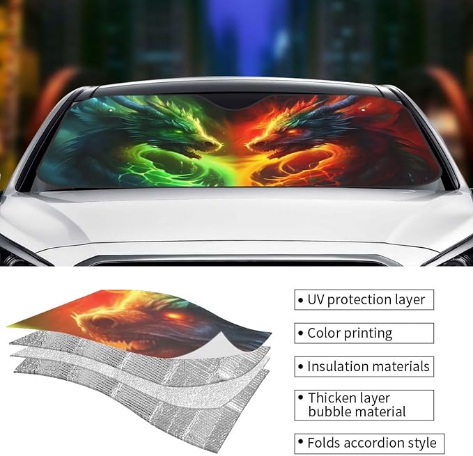Dragon Car Sun Shade Windshield Sunshade Foldable Front Window Shield Cover - Image 3