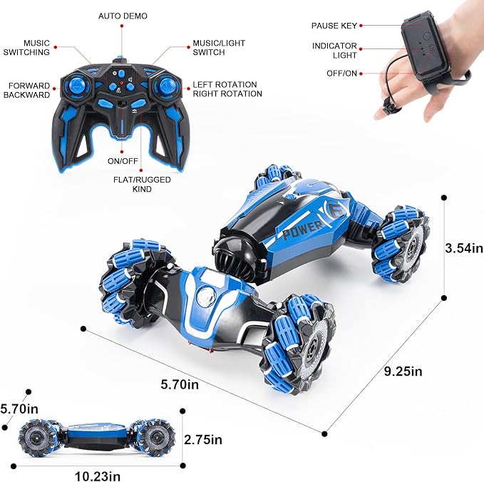 RC Stunt Car, 2.4GHz 4WD Drive Remote Controlled Gesture Sensor Toy Car - Image 8