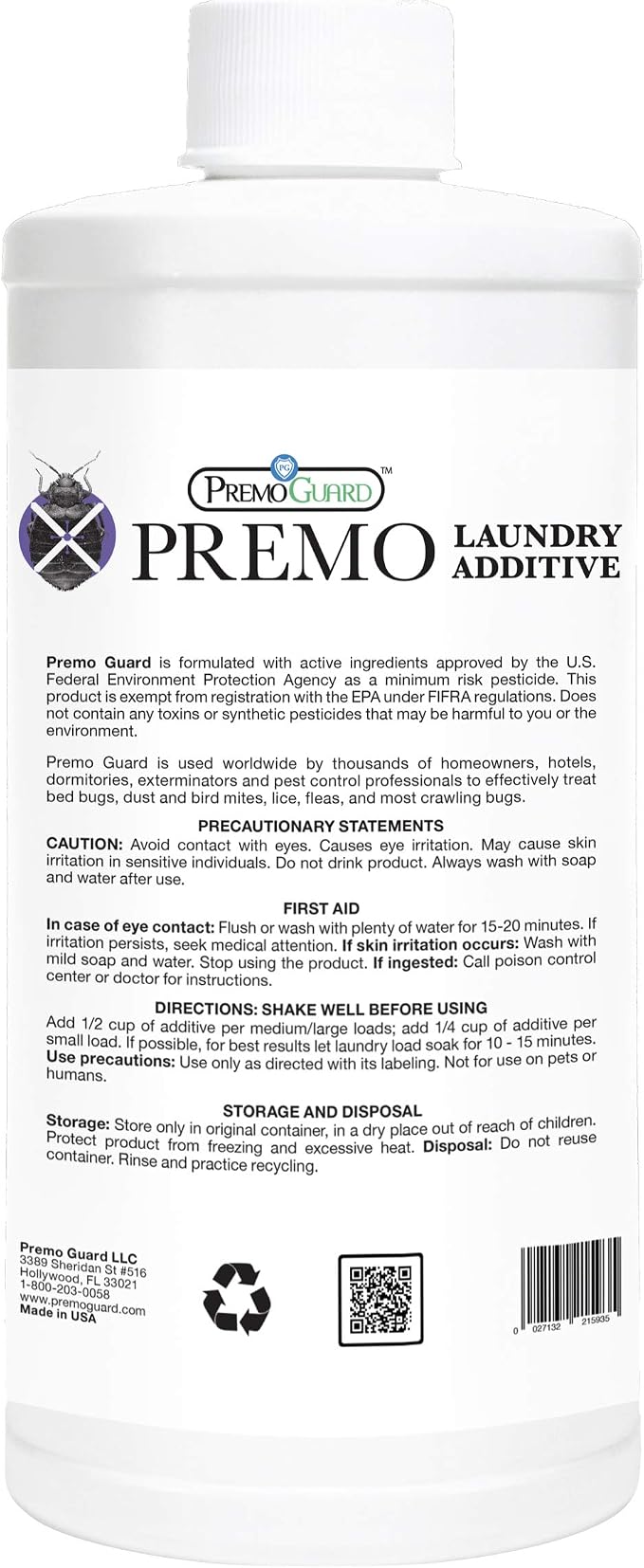 Premo Guard Bed Bug & Mite Laundry Detergent Additive 32 oz – Child & Pet - Image 2