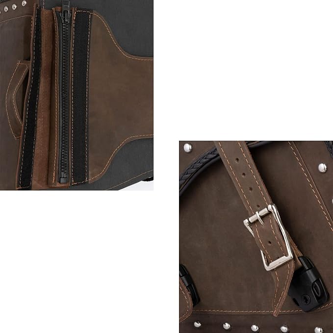 GARGOYLE BELLS Genuine Leather Motorcycle Saddle Bags Motorcycle Luggage Bag - Image 7