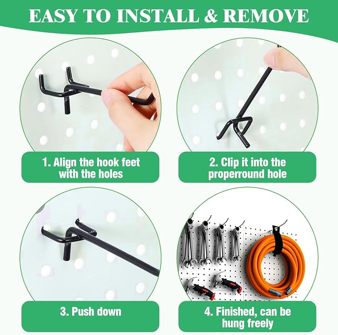 60Pcs 2" 4" 6" 8" Pegboard Hooks Assortment Set, Metal Peg Board Hooks - Image 6