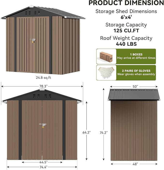 COMHOMA Shed Outdoor Storage Shed Metal, Lockable Doors Tool Sheds - Image 2