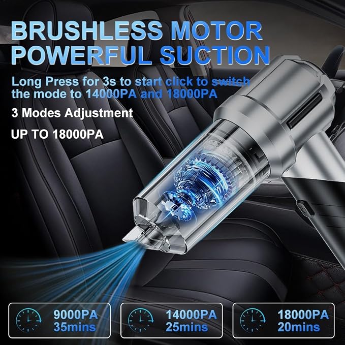 Handheld Foldable Car Vacuum, 4-in-1 18000PA Mini Vacuum Cleaner Portable - Image 2