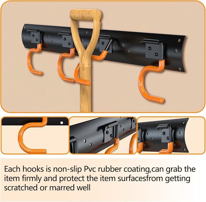 3-H 12×16" All Metal Garden Tool Organizer Wall Mount, Broom Holder Wall Mount - Image 4