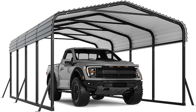 12 x 20 FT Metal Carport with Galvanized Steel Roof, Heavy Duty Metal Roof - Image 9
