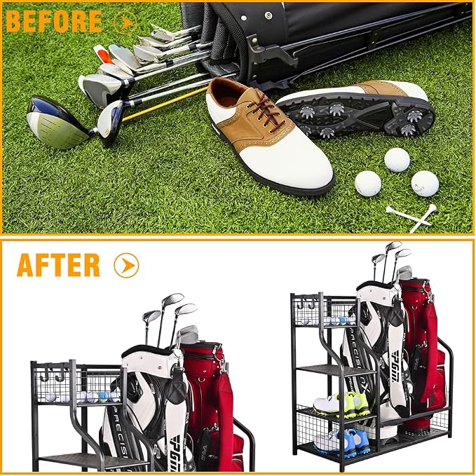 SNAIL Golf Bag Garage Storage Organizer Extra Large Size Golf Bag Rack Stand - Image 5