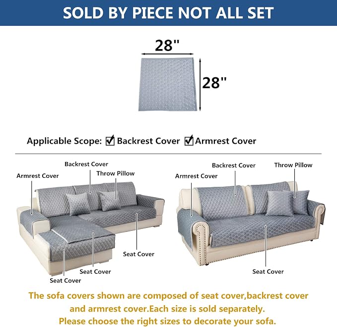 Eismodra Armrest Covers, Couch Cover, Sofa Cover, Backrest Covers, Anti-Slip - Image 5