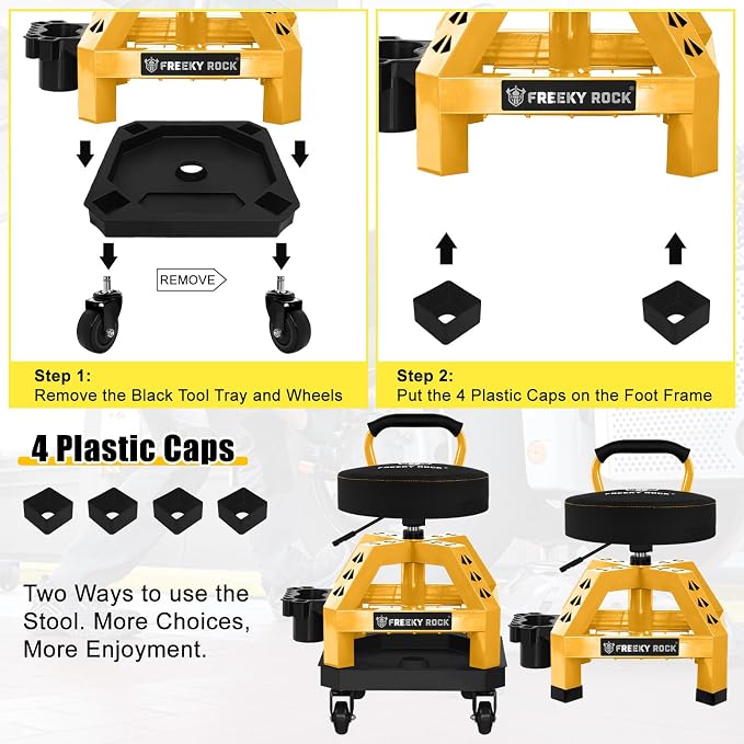 Rolling Shop Stool with Wheels, Heavy Duty Garage Work Mechanic Stool with - Image 9