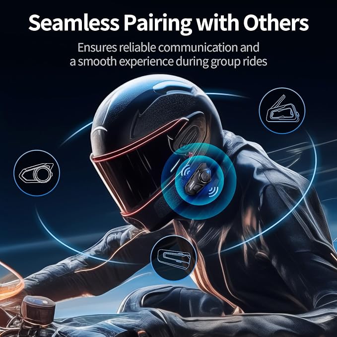 Motorcycle Helmet Bluetooth Headset, 10 Riders 2000M Communication Systems - Image 6