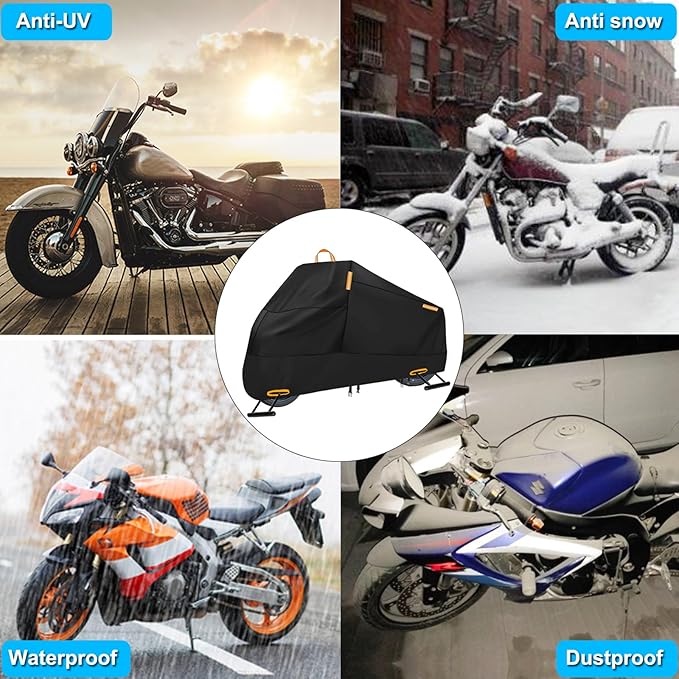 Motorcycle Cover Waterproof Outdoor, 300D Heavy Duty Motorcycle Cover - Image 6