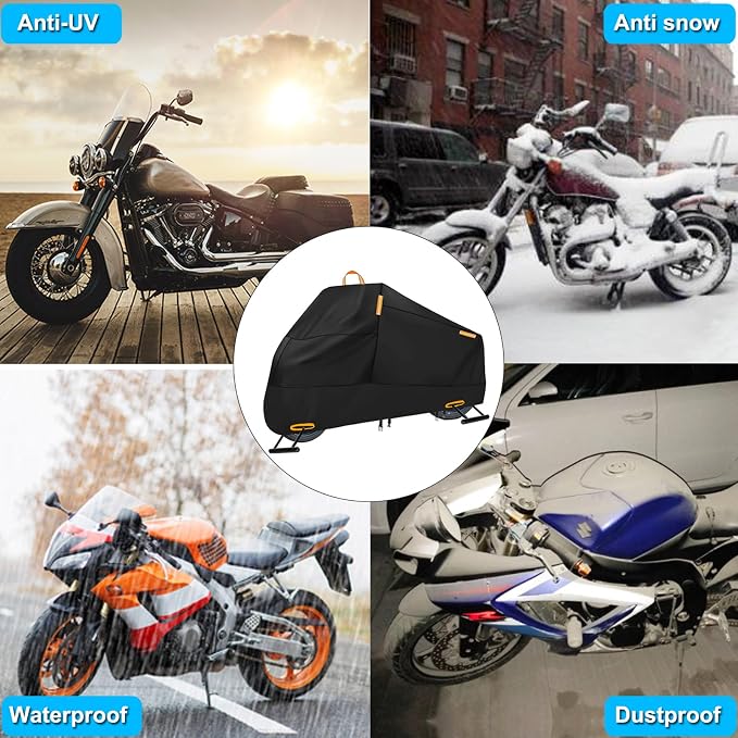 Motorcycle Cover Waterproof Outdoor, 300D Heavy Duty Motorcycle Cover - Image 6