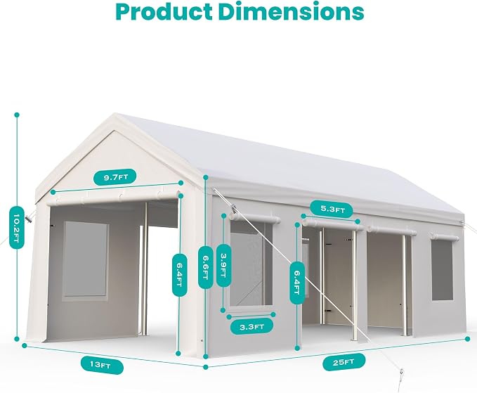13x25ft Carport, Heavy Duty Carport - Image 5
