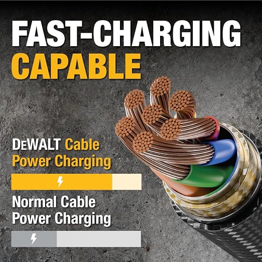 DEWALT Heavy Duty USB to Lightning Cable Durable iPhone Charger, Lightning - Image 4