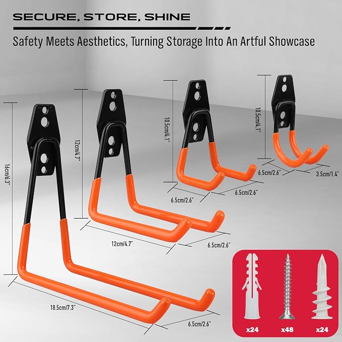 Garage Tool Storage Wall Hook Assortment Set: 15PCS Heavy Duty Large Hanger - Image 3